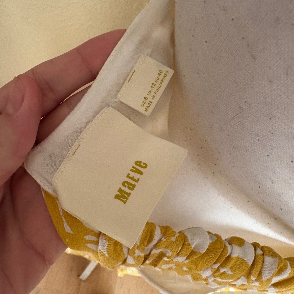 MAEVE ANTHROPOLOGIE Brittany Ruffle Jumpsuit in Goldenrod print Size 8 - Picture 5 of 7